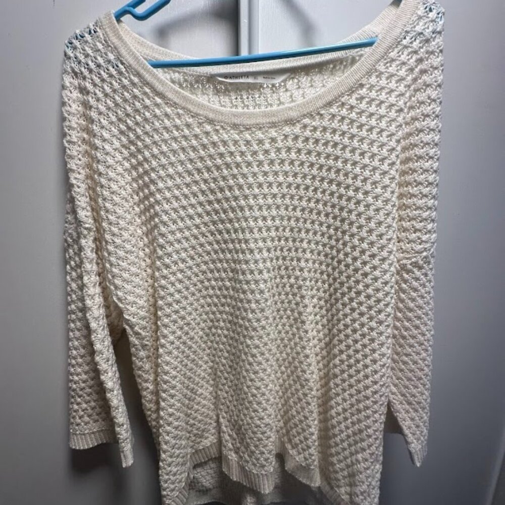 Athleta Seychelles Cream Cotton Linen Blend Sweater XL NWT